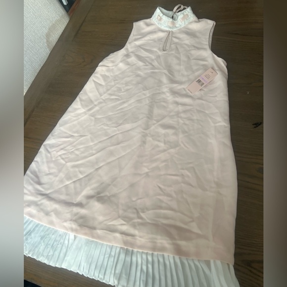 NWT Pink Pleated Trim Dress - Picture 3 of 8